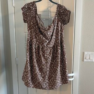 SHEIN Brown Floral Mini Dress